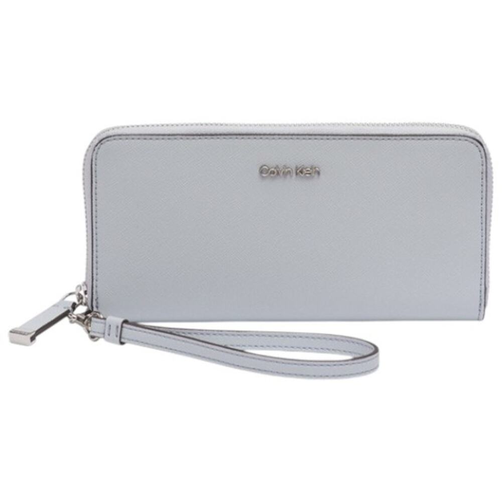 Calvin Klein Leather Zip-Around Gray Wallet NWT